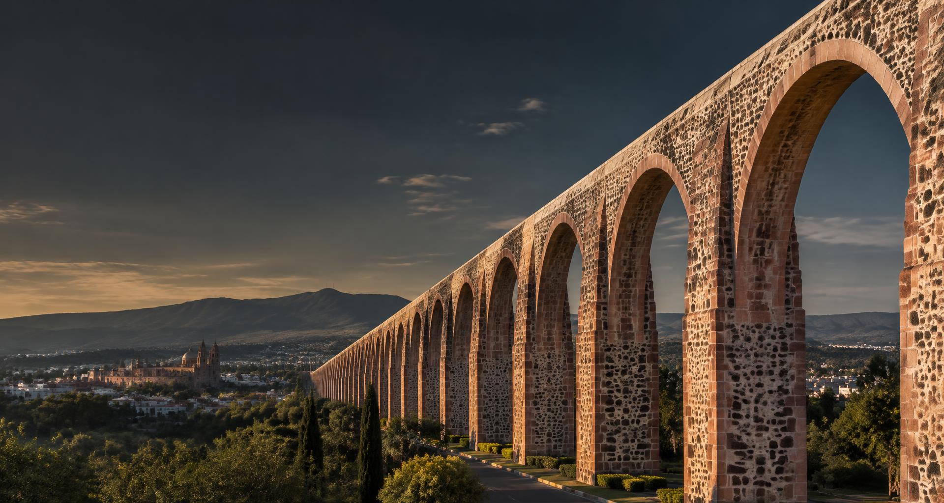 Cantera stone arches of Querétaro’s monumental aqueduct