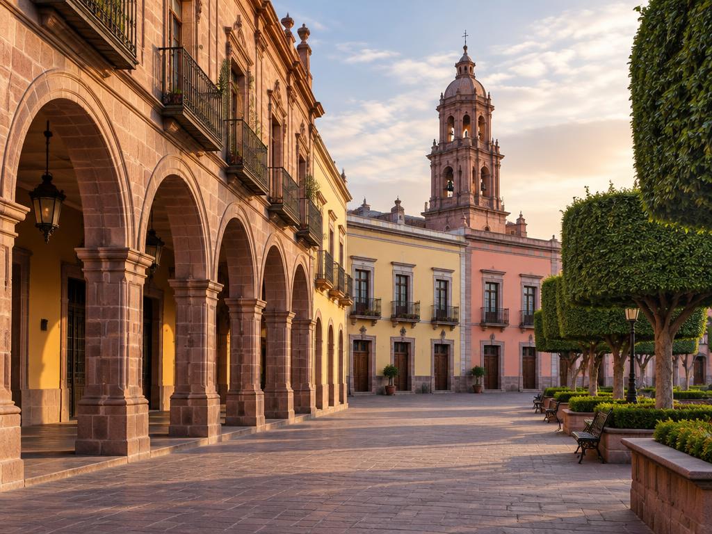 Colonial arches and historic architecture inspired by central Querétaro